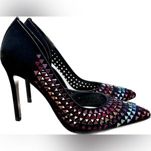 Jessica Simpson Black/Multicolour microsuede heel. Size 6.5.